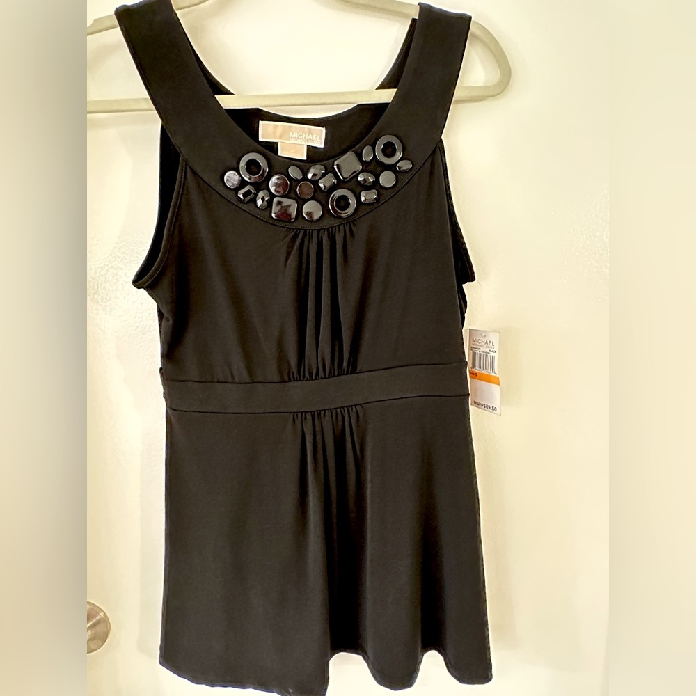 MICHAEL Michael Kors Black Sleeveless Blouse with Decorative Details